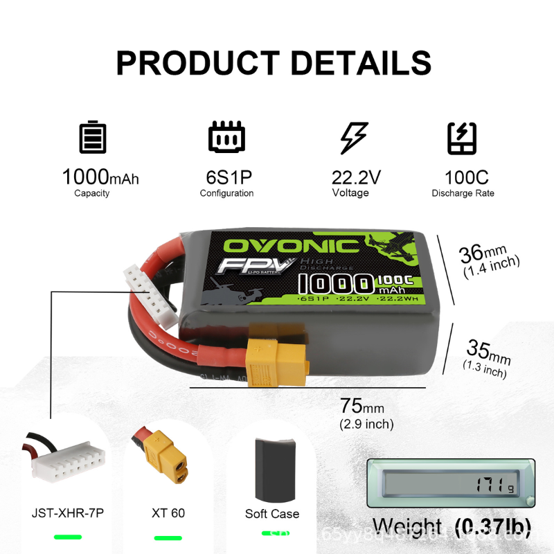 2Pcs OVONIC 1000mAh 100C 22.2V – обзор и цена Drone Rc Race