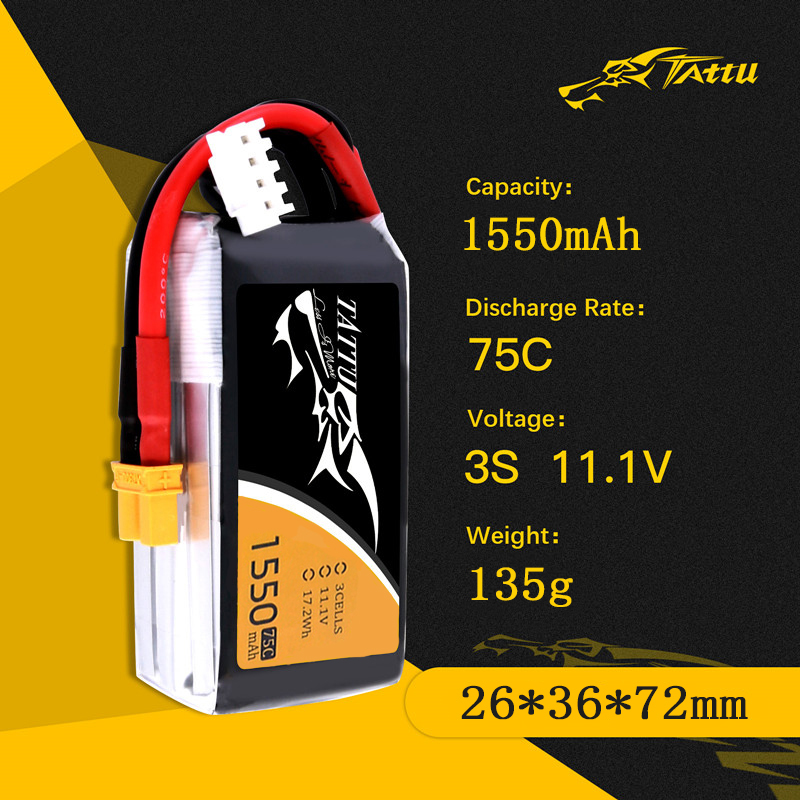 TATTU 3S 11.1V 1550mAh 75C LiP – обзор и цена Drone Rc Race